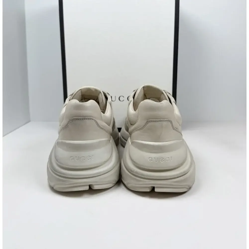 Size 14US - Gucci Rhyton Distressed Ivory Leather Sneakers NEW - Picture 4 of 9